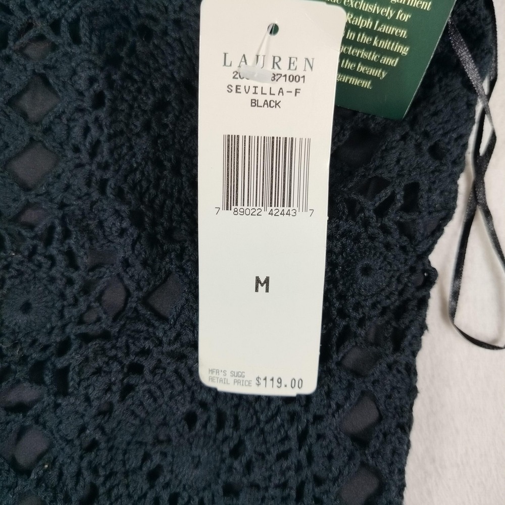 Lauren Ralph‎ Lauren Sweater Womens Medium Crochet Silk Blend Hand Knit Pullover - Picture 11 of 14